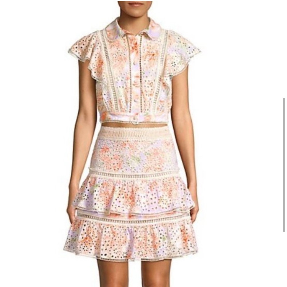 alice + olivia Kirsten Eyelet Embroidered Skirt, Size 2